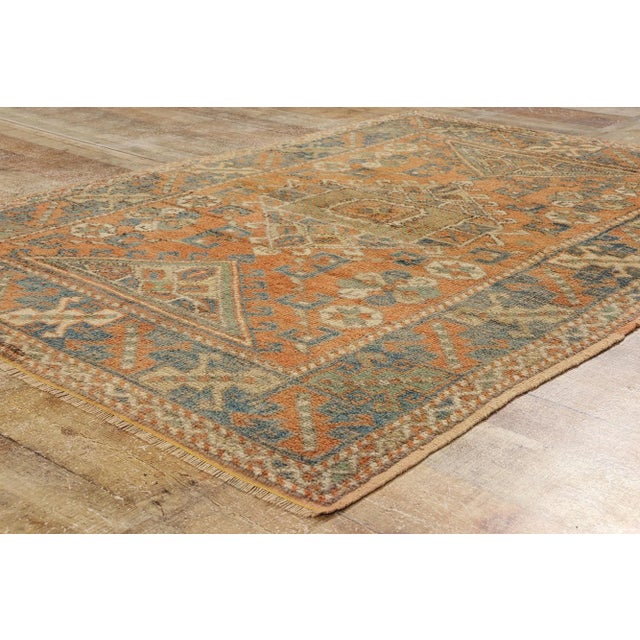 Textile Vintage Orange Turkish Oushak Rug - 04'00 X 05'08 For Sale - Image 7 of 9