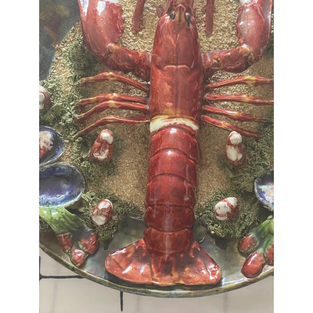 Late 19th Century Palissy Style Majolica Trompe l'Oeil Loster Wall Plate, Portugal For Sale - Image 5 of 12