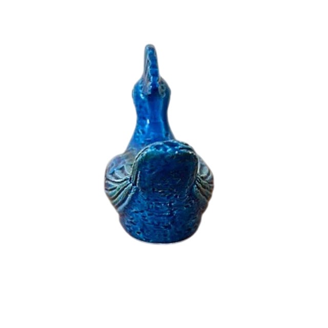 Bitossi Mid 20th Century Italian Bitossi Rimini Cerulean Blue Pottery Bird Figurine For Sale - Image 4 of 10