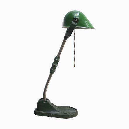 Green Vintage Industrial Green Enamel Banker Light For Sale - Image 8 of 8