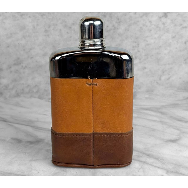 Metal Vintage Traditional Leather & Glass Horse Bit Liquor Flask For Sale - Image 7 of 10