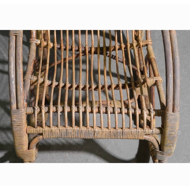 Early 20th Century French Wicker Rattan Rocking Chair For Sale - Image 4 of 5