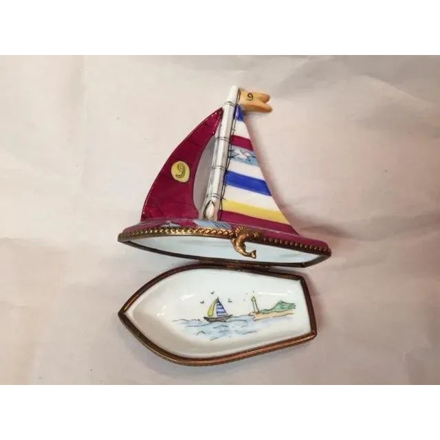 1990s Limoges Sailboat Trinket Box For Sale In San Antonio - Image 6 of 8