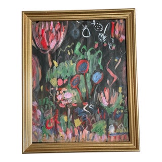 1970s Abstract Modern Mixed Media Signed and Framed For Sale