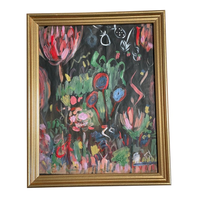 1970s Abstract Modern Mixed Media Signed and Framed For Sale
