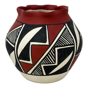 Vintage Acoma Pueblo Polychrome Pottery Jar by M. Chino – Hand Painted Geometric Olla Vase