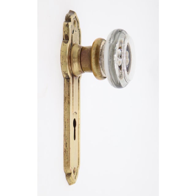 Traditional Vintage Art Deco Glass Dummy Single Door Knob Set For Sale - Image 3 of 4