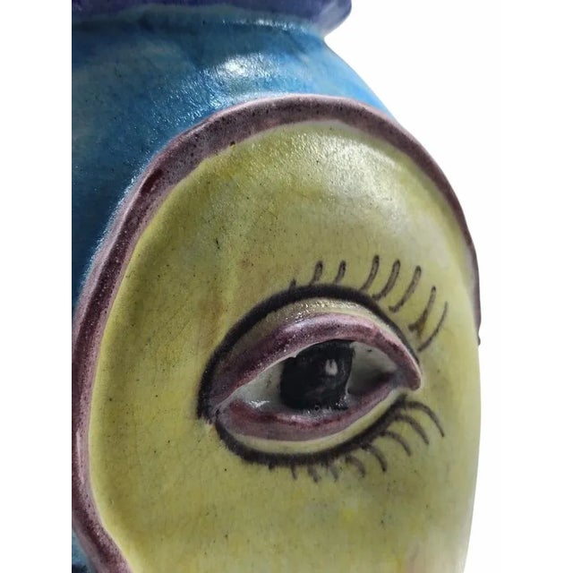 Ceramic Anthropomorphic Glazed Ceramic Vase from C.A.S. Vietri, Italy, 1950s For Sale - Image 7 of 11