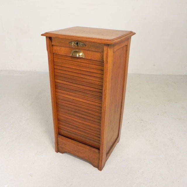 Oak Roller Shutter Cabinet with Shutter, 1930s For Sale - Image 4 of 18