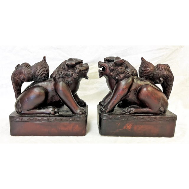 Vintage Carved Wood Foo Dogs- a Pair For Sale In West Palm - Image 6 of 13