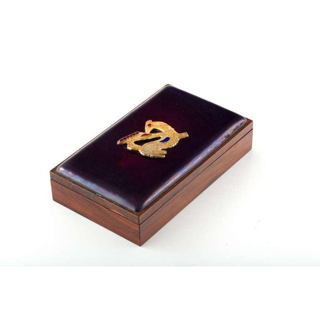 Mid 20th Century Danish Rosewood Box with Gilt Enamel Detail For Sale - Image 5 of 8