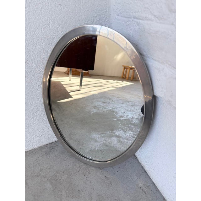Oval Silver-Plated Metal Mirror, 1950s For Sale - Image 17 of 18