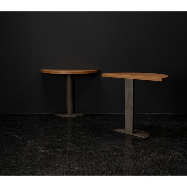 Steel and Oak Console Table, 1980s, Set of 2 For Sale - Image 13 of 18