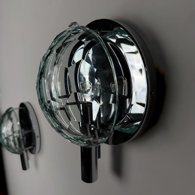 Faceted Glass Wall Lights attributed to Pia Guidetti Crippa for Lumi Milano, 1960s, Set of 3 For Sale - Image 18 of 18
