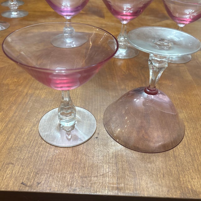 Tiffin Wisteria Set of 7 Wine Goblets, 5 Champagne Coupes, and 7 Cordials- Gorgeous Color Circa 1950-1967 For Sale In Reno/Lake Tahoe - Image 6 of 8