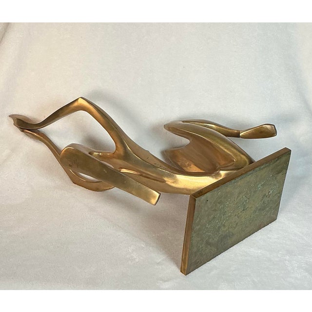 Vintage Mid-Century Modernist Solid Brass Abstract Female Sculpture, Signed and Numbered For Sale In Greenville, SC - Image 6 of 12