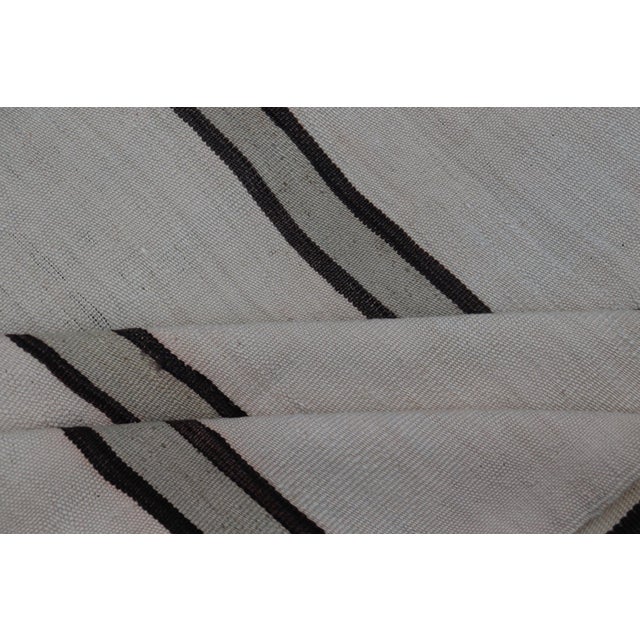 Turkish Vintage Gallery Flat-Weave in Brown, Gray, and Ivory With Stripe Design For Sale - Image 11 of 12