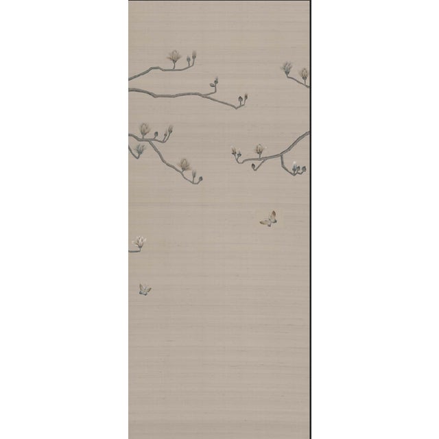 Paper W36" * H96" *3ps, Hand-Painted Magnolia Wallpaper, a Set of Handmade Chinoiserie Wallpaper For Sale - Image 7 of 7