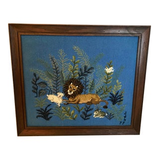 Late 20th Century Hand Made Framed Needlepoint Art For Sale