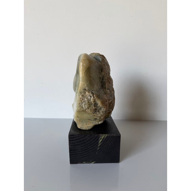 1980’s Vintage Carved Abstract Marble Sculpture on Black Wood Base, Unsigned For Sale - Image 10 of 11