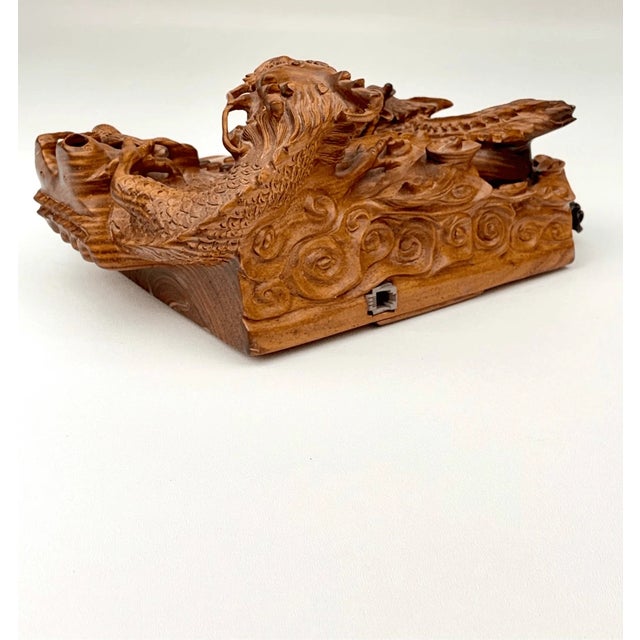 Wood Vintage Chinese Carved Dragon Phoenix Hardwood Telephone Huanghuali Style Ruyi Motif For Sale - Image 7 of 15