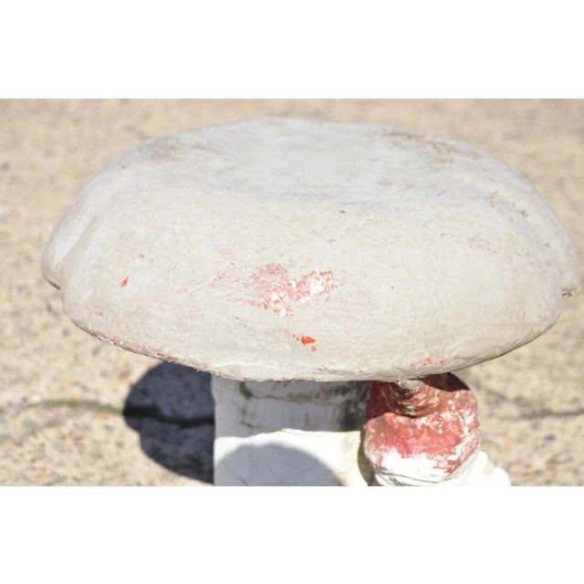 Vintage Figural Elf Under Mushroom Cement Concrete Garden Stool Seat For Sale - Image 4 of 8