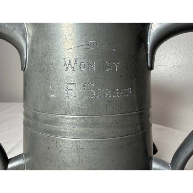 Antique 1901 Hand Engraved Pewter Harbor Point Golf Tournament 3 Handle Trophy For Sale - Image 10 of 13
