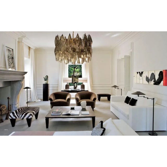 Modern Grey Smoke Poliedri Murano Glass Chandelier, 1990 For Sale - Image 3 of 12