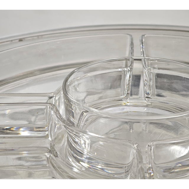 Italian Silver Plated Appetizer Serving Piece with 5 Clear Glass Sectors, 1980s For Sale - Image 4 of 11