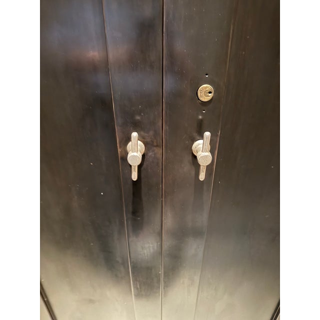 Vintage Gunmetal Steel Safe Cabinet For Sale - Image 9 of 12