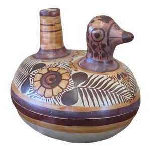 Vintage Mexican Tonal-A Floral Duck Shaped Pitcher and Cup