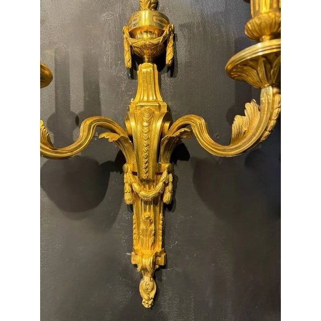 1900 - 1909 1900 Caldwell Neoclassic Gilt Sconces - a Pair For Sale - Image 5 of 6