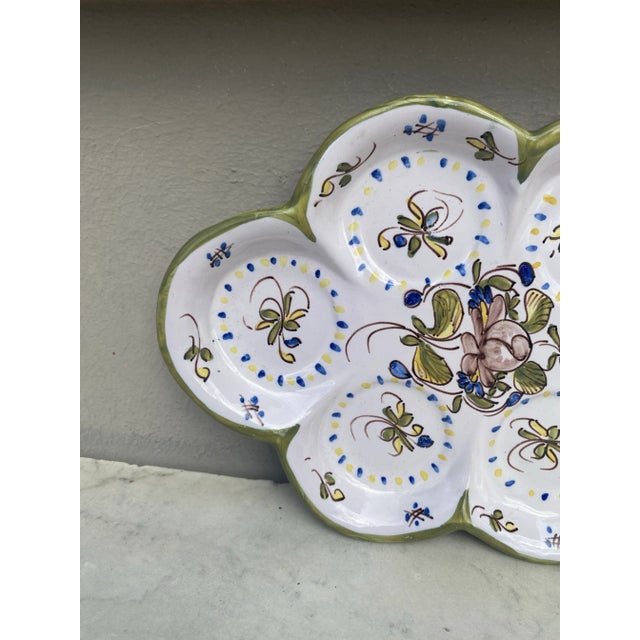 French Oval Faience Platter With Flowers Moustiers Style.