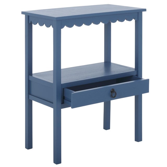 Cerulean Heaven Scalloped Low Drawer Accent Table in Blue For Sale - Image 8 of 10