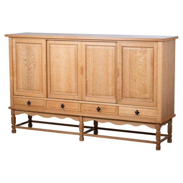 Brutalist Oak Sideboard attributed to Henning Kjærnulf, Denmark, 1960s For Sale - Image 18 of 18