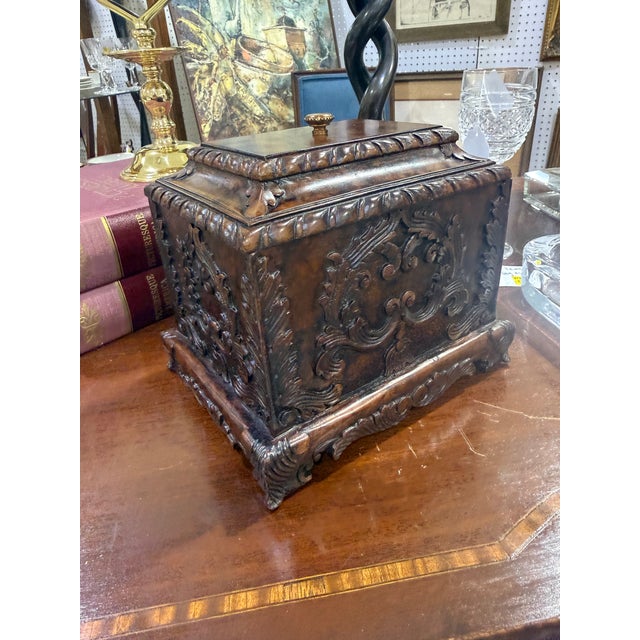 1940s Vintage Moroccan Thuya Burl Wood Jewelry Box - Solid Hand Carved 8x6 For Sale - Image 5 of 6