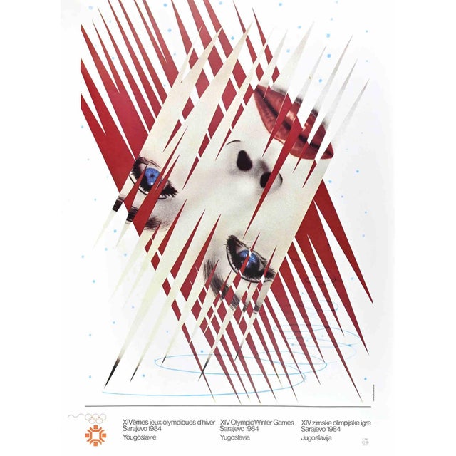 Vintage Ice Point Poster XIV Olympic Winter Games Sarajevo, 1984 For Sale