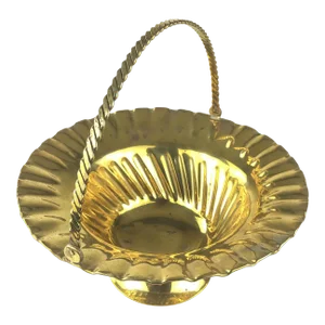 Vintage Brass Footed Basket With Handle