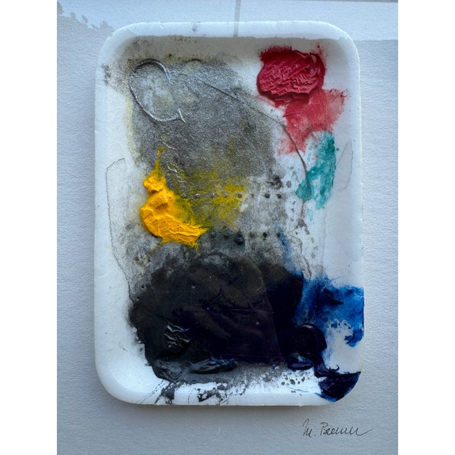 Red Vintage "Paint Dish" Art, Framed For Sale - Image 8 of 12