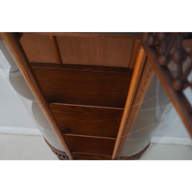 Antique Victorian Stick & Ball Oak Curio Cabinet For Sale - Image 4 of 17