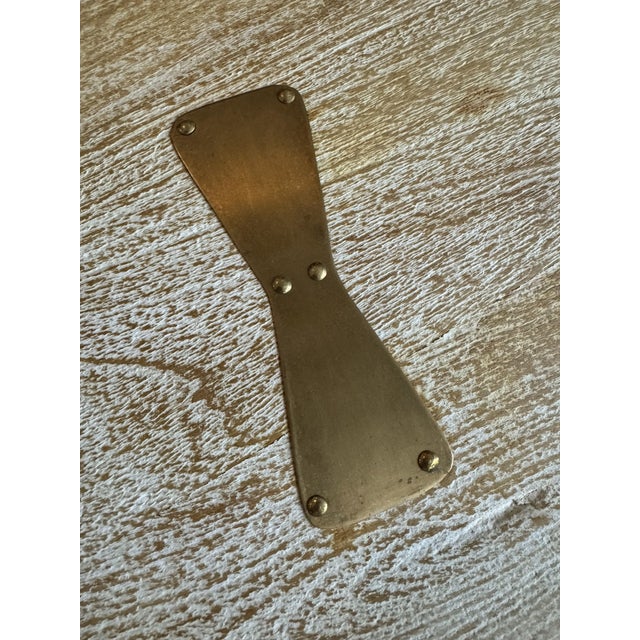 Rustic Whitewashed Wood and Brass Cocktail Table For Sale - Image 4 of 6