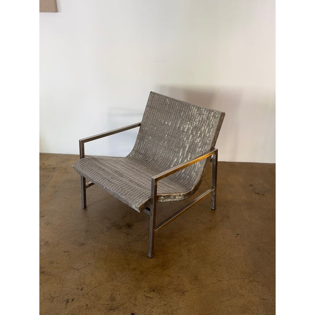 1980s 1980s Sculptural Woven Steel Mesh Lounge Chairs For Sale - Image 5 of 7
