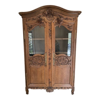 Antique 19th Century Louis XVI Carved Wedding Armoire For Sale