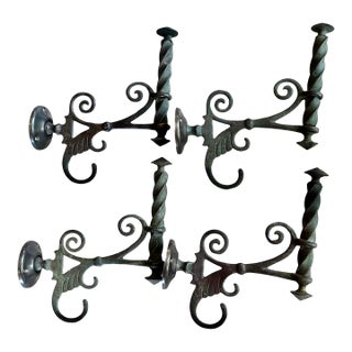 Barley Twist Cast Brass Coat/Robe/Towel Hooks Circa 1930 For Sale