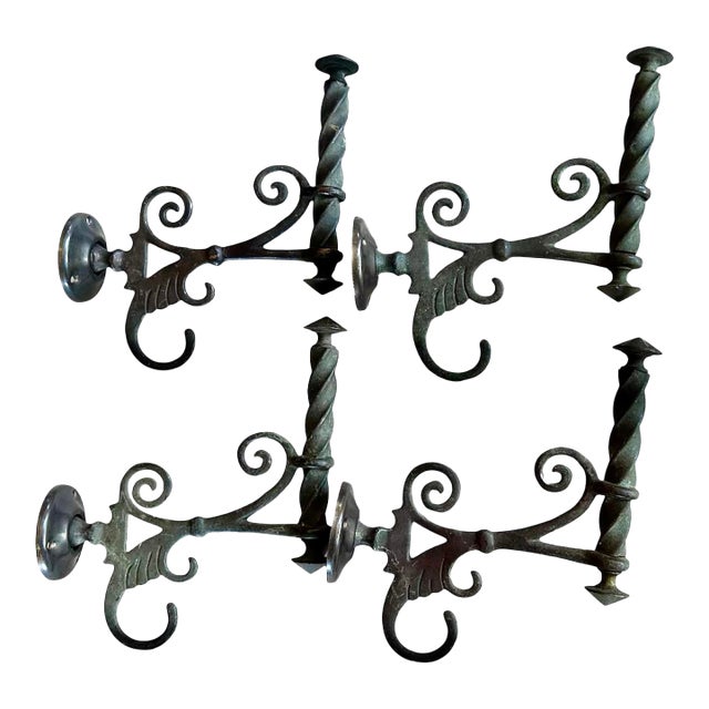 Barley Twist Cast Brass Coat/Robe/Towel Hooks Circa 1930 For Sale