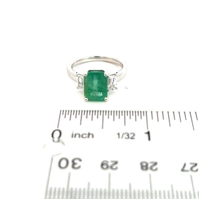 Natural Emerald Sapphire Ring 6.25 14k White Gold 3.49 TCW Certified For Sale - Image 13 of 14