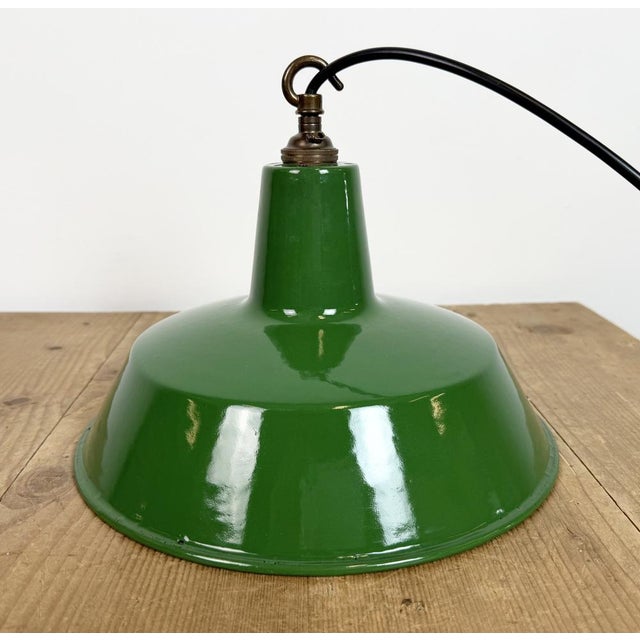 Industrial Green Enamel Factory Pendant Lamp from Revo, 1950s For Sale - Image 13 of 17