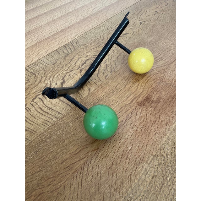 1950s Mid-Century Modern French Sputnik Wall Hook With Green & Yellow Atomic Balls For Sale - Image 10 of 10