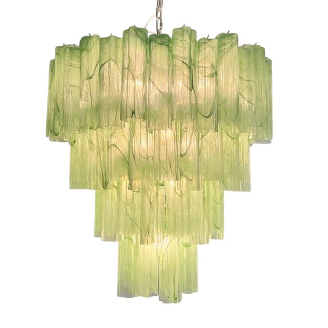 Metal Green Murano Glass Waterfall Chandelier from Justfurnituress SRL For Sale - Image 7 of 18