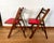 Mid-Century Modern Mid 20th Century Folding Chairs by Nevco Furniture Corp., Red Vinyl & Walnut Finish — Set of 2 For Sale - Image 3 of 11